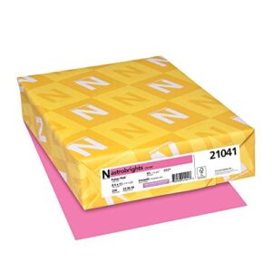 neenah 21041 wausau astrobrights colored cardstock, 8.5” x 11”, 65 lb / 176 gsm, pulsar pink, 250 sheets