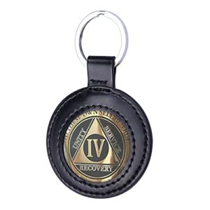 wisdompro pu leather coin holder keychain for aa medallion, standard challenge coin, recovery chip, compatible with apple airtag – black