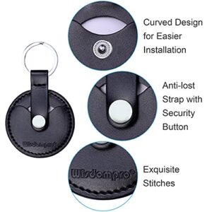 Wisdompro PU Leather Coin Holder Keychain for AA Medallion, Standard Challenge Coin, Recovery Chip, Compatible with Apple AirTag - Black