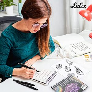 Lelix Felt Tip Pens, 15 Black Pens, 0.7mm Medium Point Felt Pens, Felt Tip Markers Pens for Journaling, Writing, Note Taking, Planner, Perfect for Art Office and School Supplies