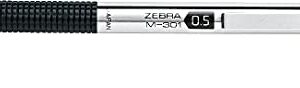 Zebra M-301 Stainless Steel Mechanical Pencil 0.5 mm Point Size, 6 Pack with 15 Bonus Erasers Refills - Standard HB Lead - Professional Black Grip