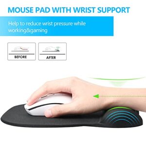 Mouse Pad with Wrist Support Ergonomic Mouse Pad with Wrist Rest Comfortable Mouse Pad for Gaming/Working Memory Foam Gel Computer Mouse Mat with Non-Slip PU Base Small Mouse Pad for Office