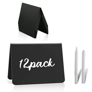 12pcs mini chalkboard signs for food,reserved table signs, easy to write and wipe out,small chalkboard signs for small chalk,food labels for party buffet, place cards and event decorations
