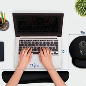 Ergonomic Mouse Pad with Wrist Support, Premium Memory Foam Keyboard Wrist Support Bar and Mouse Wrist Rest Pads Set- for Comfortable Typing &Wrist Pain Relief Mouse Pad with Wrist Support Bar