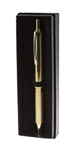 Pentel EnerGel Alloy Retractable Liquid Gel Pen, Gold Barrel, Black Ink, in gift box with info band (BL407XABX)