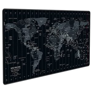 JIALONG New Upgraded Version Large Mouse Pad Desk Mat Comfortable Mousepad with Personalized Design Extended Size 35.4 X 15.7X 0.12 inches for Laptop, Computer and PC - Black World Map