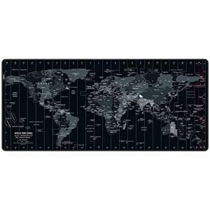 JIALONG New Upgraded Version Large Mouse Pad Desk Mat Comfortable Mousepad with Personalized Design Extended Size 35.4 X 15.7X 0.12 inches for Laptop, Computer and PC - Black World Map