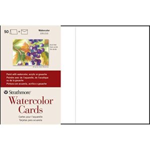 Strathmore 105-210-1 Watercolor Cards, Cold Press, 5" x 6.875", 50 Envelopes, Cards & Envelopes , White