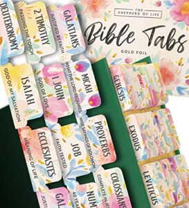bible tabs gold floral – soul nourishing book summaries – 66 peel-and-stick silktouch laminated bible tabs large print | gold bible tabs for women, floral bible tabs for study bible, bible book tabs