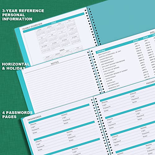 Monthly Planner/Calendar 2023-2024 - 2023-2024 Monthly Planner, Jul. 2023 - Dec. 2024, 8.5" x 11", 18-Month Planner 2023-2024 with Tabs, Pocket, Label, Contacts and Passwords, Twin-Wire Binding - Teal by Artfan