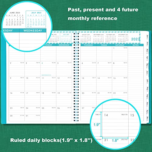 Monthly Planner/Calendar 2023-2024 - 2023-2024 Monthly Planner, Jul. 2023 - Dec. 2024, 8.5" x 11", 18-Month Planner 2023-2024 with Tabs, Pocket, Label, Contacts and Passwords, Twin-Wire Binding - Teal by Artfan