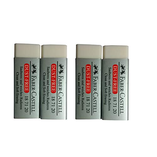 [Pack of 4] Faber-Castell LARGE Pencil Eraser Dust Free Clean and Extra Soft Erasing for ART, OFFICE, SCHOOL USE (6.2x2x1.25cm)