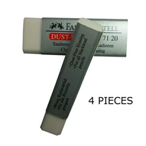 [Pack of 4] Faber-Castell LARGE Pencil Eraser Dust Free Clean and Extra Soft Erasing for ART, OFFICE, SCHOOL USE (6.2x2x1.25cm)