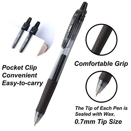 Smart Color Art 45 Pack Black Gel Pens, Retractable Medium Point Gel Ink Pens Smooth Writing for School Office Home, Comfort Grip