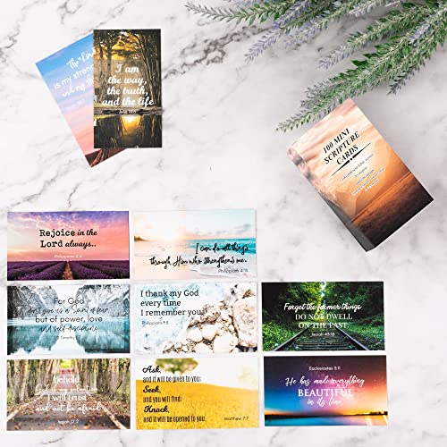 100 Mini Prayer Cards for Women and Men with Full Scripture, Bulk Religious Motivational Cards with Inspirational Scripture, Bulk Inspirational Religious Christian Gifts for Women and Men