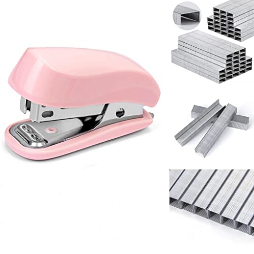 Pink Color Mini Stapler with Staples,Small Cute Stapler for Desk,Gift for Student or Office Use (Pink)