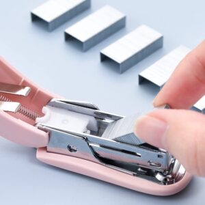 Pink Color Mini Stapler with Staples,Small Cute Stapler for Desk,Gift for Student or Office Use (Pink)