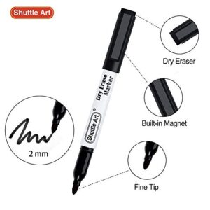 Shuttle Art Dry Erase Markers, 25 Pack Black Magnetic Whiteboard Markers with Erase, Fine Point Dry Erase Markers Perfect for Writing on Dry-Erase Whiteboards Mirrors Glasses for School Office Home