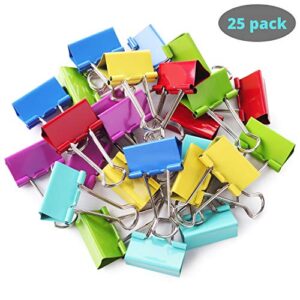 Mr. Pen- Binder Clips, 1.25 inch, 25 Pack, Medium, Colored Binder Clips, Binder Clips Medium Size, Color Binder Clips, Clips, Paper Clips, Binder Clip, Clips for Paperwork, Office Clips