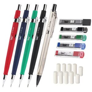 mr. pen mechanical pencil set with lead and eraser refills, 5 sizes – 0.3, 0.5, 0.7, 0.9 and 2 millimeters, drafting, sketching, illustrations, architecture, drawing mechanical pencils
