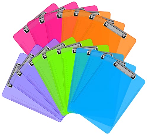 Clipboards, HERKKA 15 Pack Plastic Clipboards Low Profile Clip Standard A4 Letter Size, Office Supplies Classroom Supplies