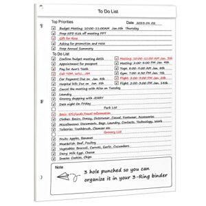 to do list notepad, daily task planner with checklist, 52 sheets tear off note pad with 2023 calendar, work and personal organized, 8.5″ x 11″, a4 size, 3 hole punched