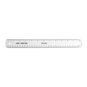 westcott non-shatter ruler, clear, 12 inches,(13862)