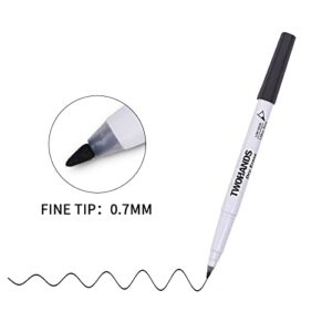 TWOHANDS Dry Erase Markers Ultra Fine Tip,0.7mm,Low Odor,Extra Fine Point,Black,Whiteboard Markers for kids,School,Office,Home,or Planning Whiteboard,12 Count,20536