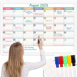 dry erase calendar for wall – large dry erase calendar, 28″ x 40″, undated monthly calendar for home, office, classroom, erasable laminated calendar whiteboard with 5 markers ＆ 8 stickers