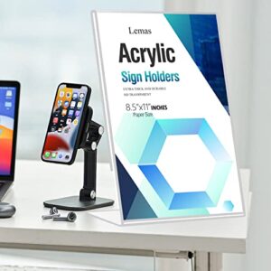 Lemas Slanted Back Acrylic Sign Holder 8.5*11 Inches，Clear Desktop Sign Holder Plastic Paper Holder Tabletop Display Stand for Office, Restaurant, Store (3Pcs)