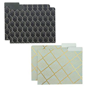 12 Pack Decorative File Folders with Gold Foil Geometrical Accents, 1/3 Cut Tab, for Office, Home Students, Letter Size (11.5 x 9.5 In)