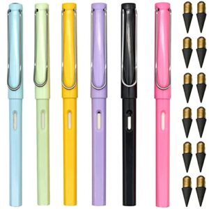 lopenle 6pcs eternal pencils inkless pen with 12pcs replaceable refills technology unlimited writing magic pencil for school office professional use