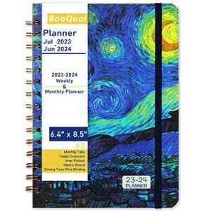 2023-2024 planner – jul.2023 – jun.2024, weekly ＆ monthly academic planner 2023-2024, with tabs, 6.4″ x 8.5″, hardcover, strong binding, thick paper, back pocket, elastic closure, inner pocket