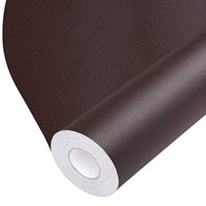 leather repair tape, self-adhesive leather repair patch for couch furniture sofas car seats, advanced pu vinyl leather repair kit (dark brown, 17x79 inch)