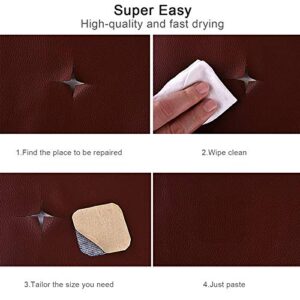Leather Repair Tape, Self-Adhesive Leather Repair Patch for Couch Furniture Sofas Car Seats, Advanced PU Vinyl Leather Repair Kit (Dark Brown, 17X79 inch)