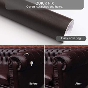 Leather Repair Tape, Self-Adhesive Leather Repair Patch for Couch Furniture Sofas Car Seats, Advanced PU Vinyl Leather Repair Kit (Dark Brown, 17X79 inch)