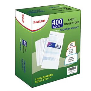 sheet protectors,400 page,page protector 8.5″ x 11″ ，upgraded thick material,for 3 ring binder, top loading paper protector with reinforced holes,holds multiple sheets，letter size, …