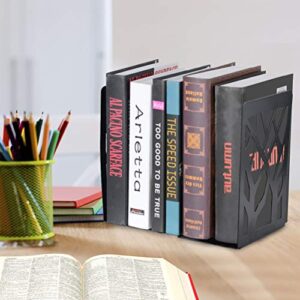 Book Ends, Bookends, Book Ends for Shelves, Bookends for Shelves, Bookend, Book Ends for Heavy Books, Book Shelf Holder Home Decorative, Metal Bookends Black 3 Pair, Bookend Supports, Book Stoppers