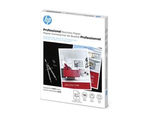 hp professional business paper, glossy, 8.5×11 in, 52 lb, 150 sheets, works with laser printers (4wn10a)