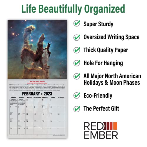 RED EMBER Hubble Telescope 2023 Hangable Monthly Wall Calendar | 12" x 24" Open | Thick & Sturdy Paper | Giftable | Space Expand Your World and Expand Your Mind