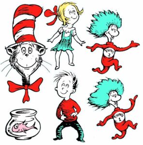 eureka back to school dr. seuss the cat in the hat classroom decorations for teachers, 6pc