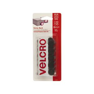 velcro brand 90069 – sticky back – 5/8″ coins, 15 sets – black