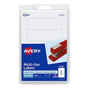 avery removable print/write labels, 1 x 3 inches, white, pack of 250 (5436)