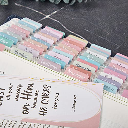 Cream Pastel Bible Tabs, Laminated Bible Tabs for Women and Girl, 90 Bible Tabs Old and New Testament, Includes 24 Blank Tabs, Bible Journaling Supplies, Bible Book Tabs, Christian Gift