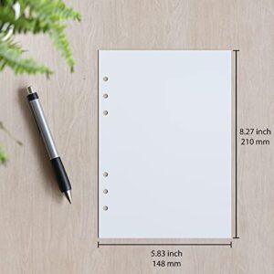 A5 Blank Paper 6-Hole Punched, 250 Sheets (500 Pages), 100 GSM, Printer Paper 148mm x 210mm (5.83 in. x 8.27 in.)