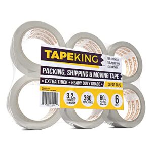 tape king clear packing tape super thick 3.2mil – 60 yards per roll (pack of 6 refill packaging rolls) – strong shipping heavy duty adhesive carton sealing commercial depot tape (tk-052)