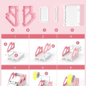 MUNBYN Pink Label Holder for Rolls and Fan-Fold Labels, Shipping Label Roll Holder for Desktop Label Printer Shipping Supplies Industrial Labels…