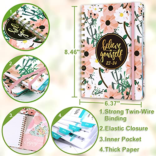 2023-2024 Planner - Weekly & Monthly Academic Planner 2023-2024 with Tabs, 6.4" x 8.5", Jul 2023 - Jun 2024, Hardcover, Strong Binding, Thick Paper, Back Pocket, Elastic Closure, Inspirational Quotes