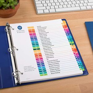 Avery 31-Tab Dividers for a 3 Ring Binders, Customizable Table of Contents, Multicolor Tabs, 1 Set (11129)