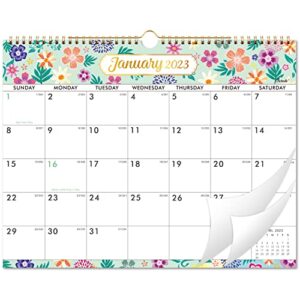 2023 wall calendar – wall calendar 2023, janaury 2023-december 2023, 12 months calendar with julian date, 15 x 12 inches, twin-wire binding, suitable for hanging on the wall, large blocks and julian dates, flower design, good decorative effect